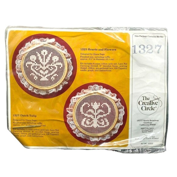 Vintage Creative Circle Lace Embroidery Kit 1327 Dutch Tulip NEW Diane Sage - Picture 1 of 7
